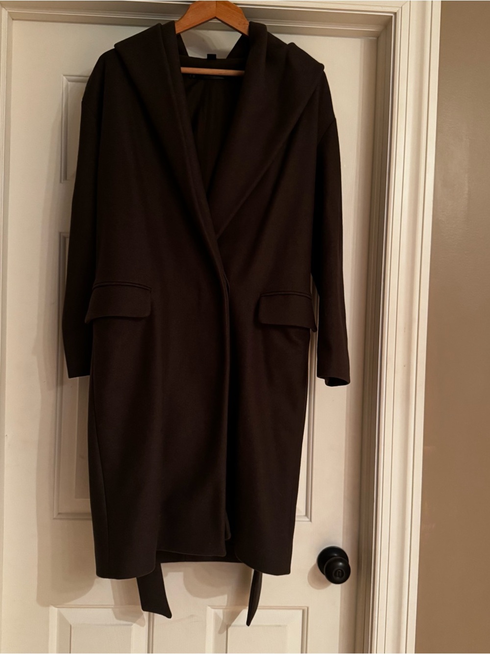 All Saints Green Wool Belted Coat with One button Small
